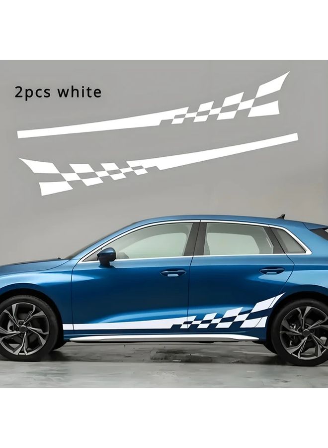 Black White Checkered Racing Decals 2pcs Self Adhesive Vinyl Stripes For Cars Trucks - Image 4