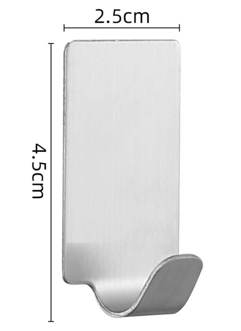 ECVV - 8 Pack Self-adhesive Hooks, Heavy Duty Stainless Steel Wall Holder, Waterproof Towel Hanger for Home Kitchen Bathroom-Silver - Image 1