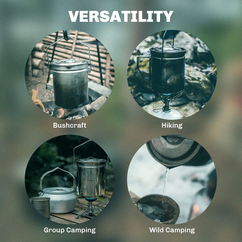 Fire-Maple Fire Maple Antarcti 1.2L Camping Pot with Lid | SUS304 Stainless Steel Bushcraft Gear | Hangable Campfire Cooking Equipment - Image 5