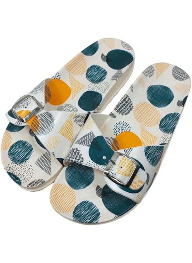 Generic - Women's Slide Sandals with Colorful Circle Print – Stylish & Comfortable - Image 1