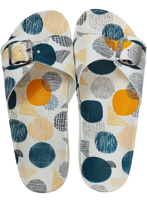 Women's Slide Sandals with Colorful Circle Print – Stylish & Comfortable