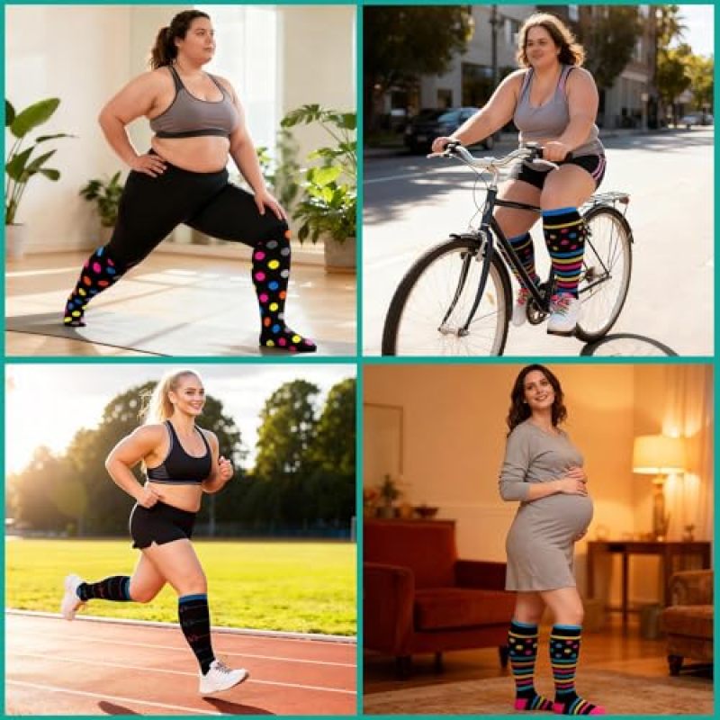 Compression Socks For Wide Calves 7XL Unisex 20-30 mmHg Medical Compression - Roomy Fit For Travel Running Nursing Pregnancy - Image 5