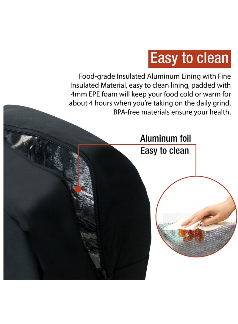 MahMir Insulated Lunch Bag for Men Women Kids with Strap Handles Wide Open Easy to Clean Insulated Lunch Bag Box for Office Work School Picnic Travel Leakproof Thermal Cooler Insulated Lunch Grey - Image 5