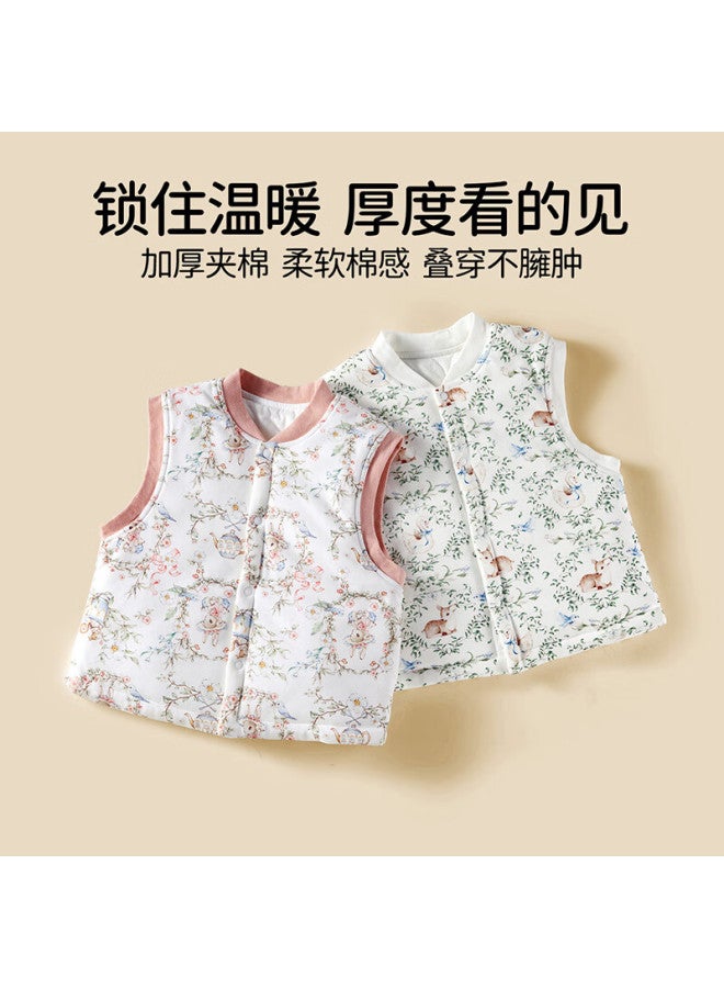 Ouyun Children's Vest Baby Boys And Girls Outerwear Autumn Winter Pure Cotton Class A Infant Quilted Vest Swan Manor 80