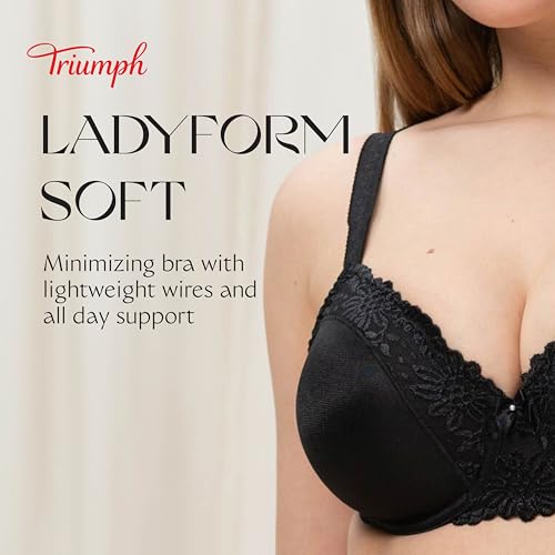 Triumph Ladyform Soft W Minimizing Bra for Women - Soft Full-Coverage Underwire Bra with All-Day Comfort - Black, 34DDD - Image 3
