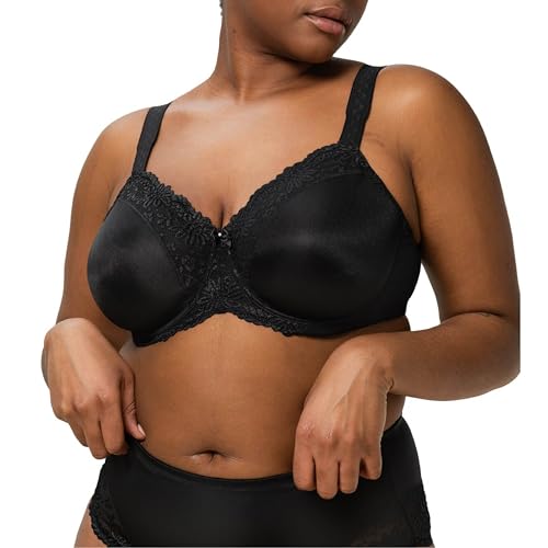 Triumph Ladyform Soft W Minimizing Bra for Women - Soft Full-Coverage Underwire Bra with All-Day Comfort - Black, 34DDD - Image 1