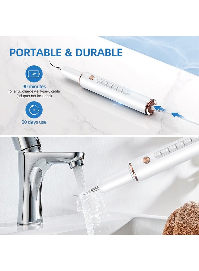 CURVY MOON Ultrasonic Dental Scaler Set for Teeth,  Electric Sonic Plaque Remover for Teeth, 5 Modes Rechargeable Teeth Cleaning Kit, 2 Replaceable Heads (White) - Image 3