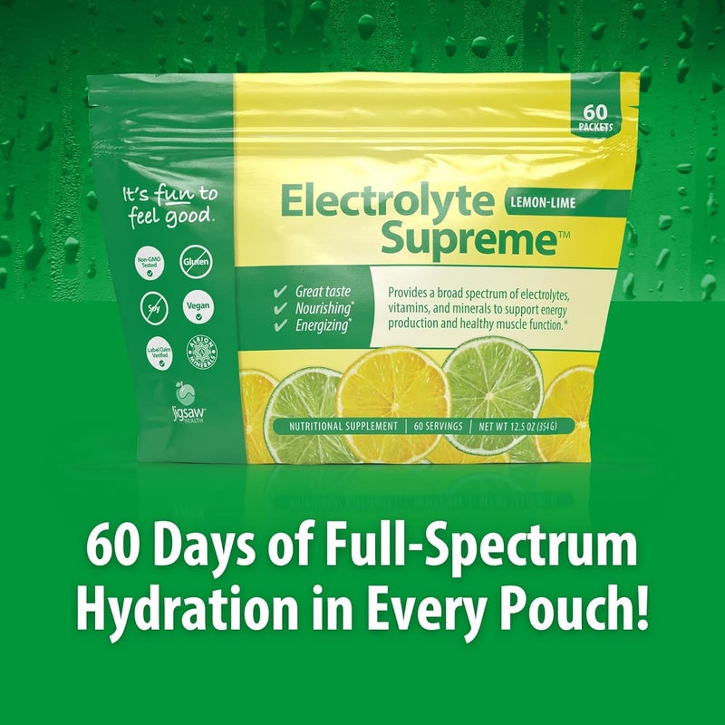 Jigsaw Health Electrolyte Supreme  Broad Spectrum of Electrolytes  Trace Minerals  LemonLime Flavor  60 Servings Packets - Image 3