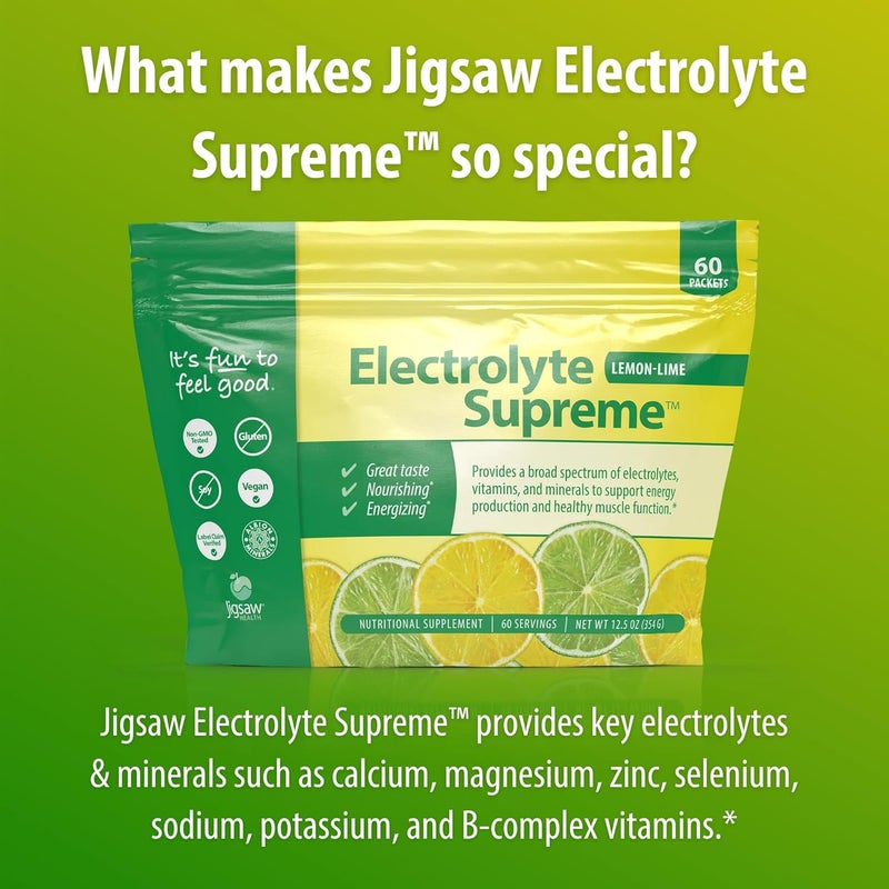 Jigsaw Health Electrolyte Supreme  Broad Spectrum of Electrolytes  Trace Minerals  LemonLime Flavor  60 Servings Packets - Image 5