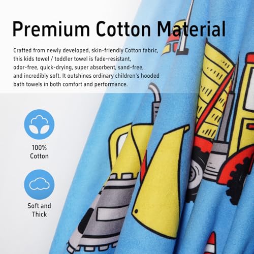 sdhinlwo Thickened Hooded Towels for Kids Suitable Girls Boys Kids Bath Towels, 30"x50" Super Absorbent, Truck Cute Cartoon Toddler Towels Multi-Purpose for Beach, Pool and Bathroom - Image 5