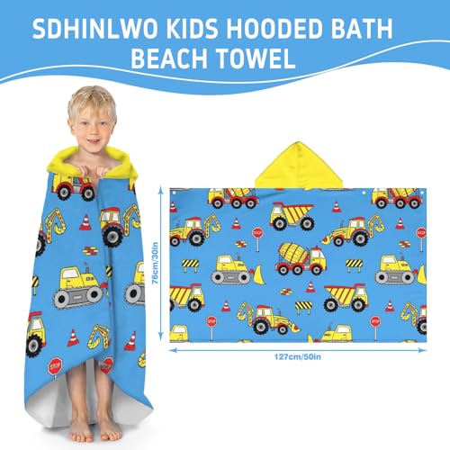 sdhinlwo Thickened Hooded Towels for Kids Suitable Girls Boys Kids Bath Towels, 30"x50" Super Absorbent, Truck Cute Cartoon Toddler Towels Multi-Purpose for Beach, Pool and Bathroom - Image 3