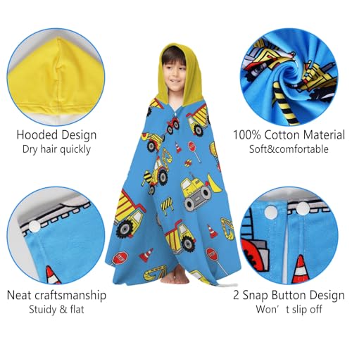 sdhinlwo Thickened Hooded Towels for Kids Suitable Girls Boys Kids Bath Towels, 30"x50" Super Absorbent, Truck Cute Cartoon Toddler Towels Multi-Purpose for Beach, Pool and Bathroom - Image 4