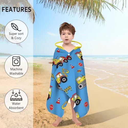 sdhinlwo Thickened Hooded Towels for Kids Suitable Girls Boys Kids Bath Towels, 30"x50" Super Absorbent, Truck Cute Cartoon Toddler Towels Multi-Purpose for Beach, Pool and Bathroom - Image 2