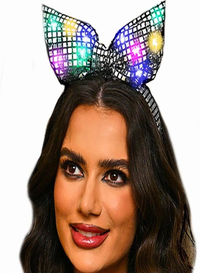 Latious Light Up Headbands Black Hair Bow Rave Hair Accessories for women - Image 1