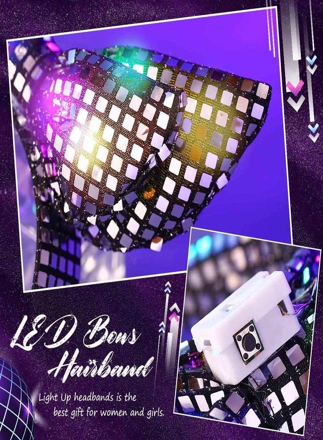 Latious Light Up Headbands Black Hair Bow Rave Hair Accessories for women - Image 4