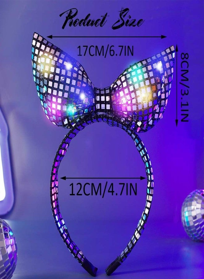 Latious Light Up Headbands Black Hair Bow Rave Hair Accessories for women - Image 2