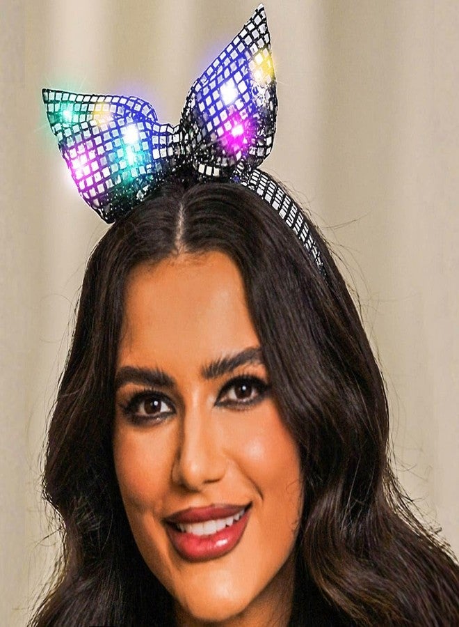 Latious Light Up Headbands Black Hair Bow Rave Hair Accessories for women - Image 5