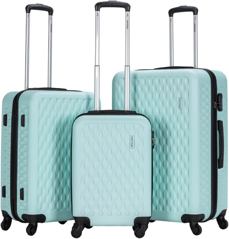 VIPTOUR 4-Piece Set, Strong ABS Material, 4 Spinner Wheels, Number lock, Luggage Set with 20/24/28/32 Inch, VT-A389B, Mint, large, 4-Piece Set, Strong ABS Material, 4 Spinner Wheels - Image 2