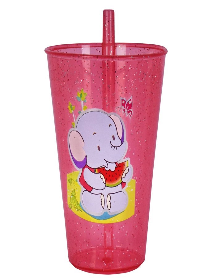 faas Cartoon Water Glass/Glitter Sipper Glass Tumbler/Sipper with Straw for Kids/Children, Multicolor 250 ml Sipper (Multicolor) (3) - Image 2
