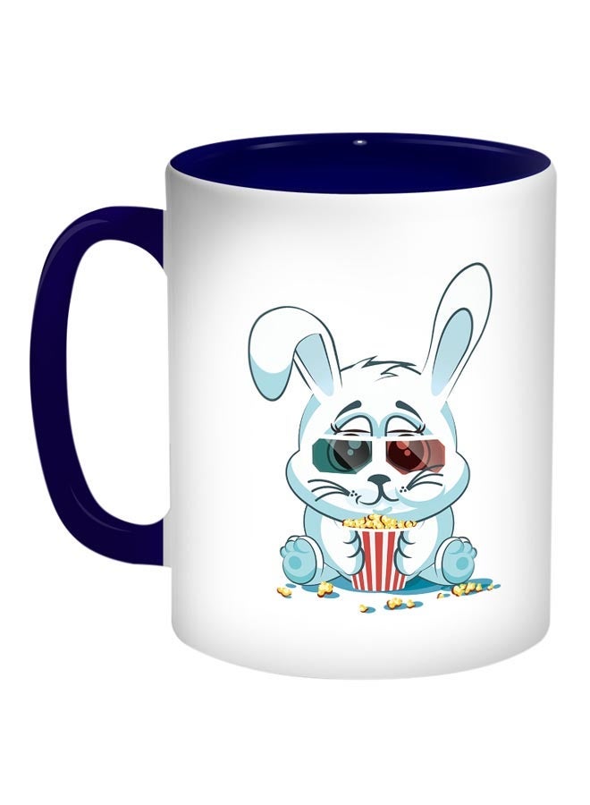 RYN Rabbit Printed Coffee Mug Blue/White/Red 11ounce