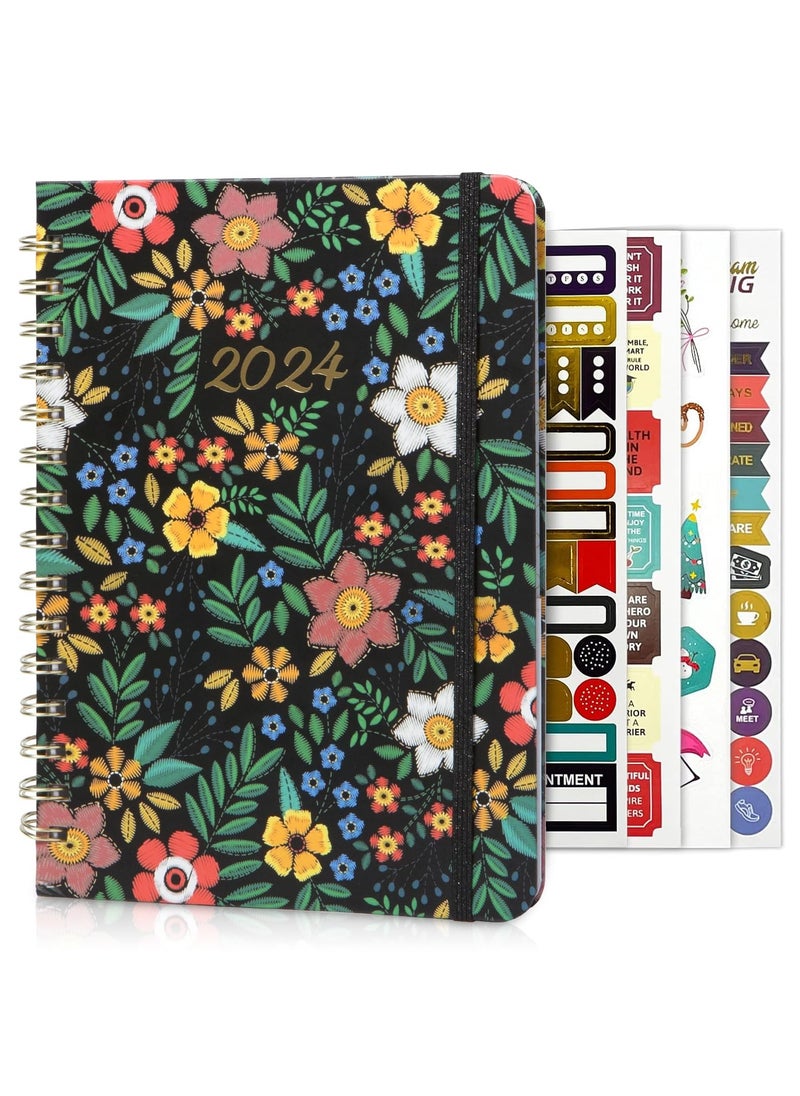 INFOSUN - 2024 Planner, Undated Weekly and Monthly Life Notebook Planner, 12 Months Academic Daily Planner for Goal Setting, Yearly Agenda, Schedule Organizer, A5 Journal Calendar, Free 4 sticker - Image 1