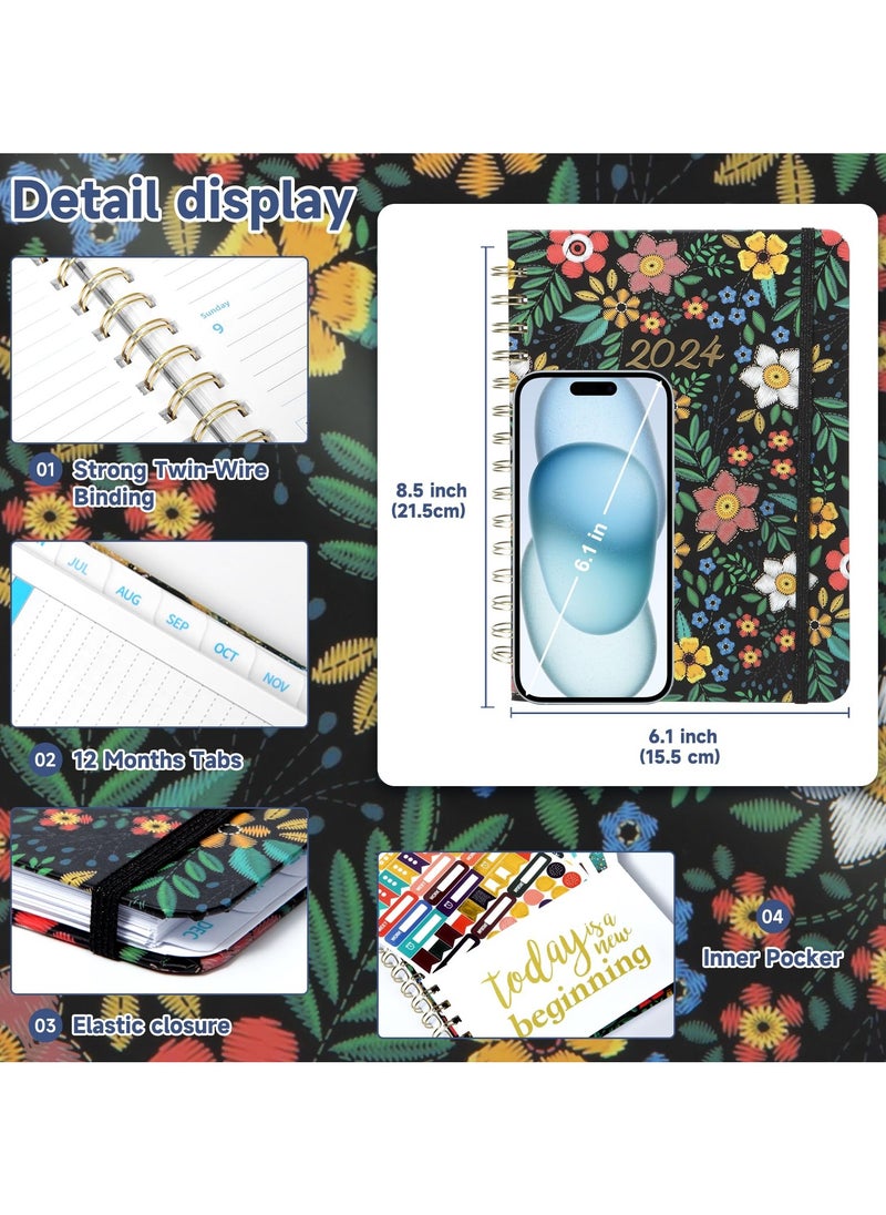 INFOSUN - 2024 Planner, Undated Weekly and Monthly Life Notebook Planner, 12 Months Academic Daily Planner for Goal Setting, Yearly Agenda, Schedule Organizer, A5 Journal Calendar, Free 4 sticker - Image 1