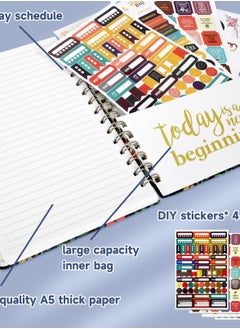 INFOSUN 2024 Planner, Undated Weekly and Monthly Life Notebook Planner, 12 Months Academic Daily Planner for Goal Setting, Yearly Agenda, Schedule Organizer, A5 Journal Calendar, Free 4 sticker  - Image 5