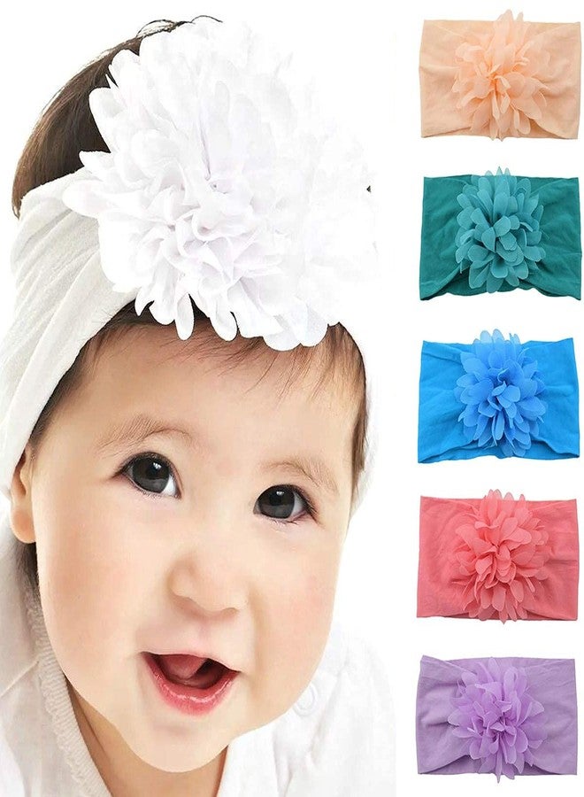 WHISKET Chiffon Flower Baby Girls Headbands Soft Elastic Nylon Hairbands Baby Bows Hair Accessories (5) - Image 3