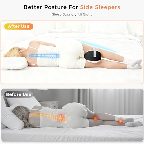 Owlprince Knee Pillow for Side Sleepers, Memory Foam Leg Pillow for Spine Alignment, Sciatica, Hip & Joint Pain Relief, Breathable Cover & Adjustable Strap for Side/Back Sleepers - Image 4