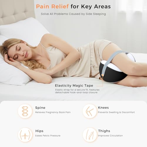 Owlprince Knee Pillow for Side Sleepers, Memory Foam Leg Pillow for Spine Alignment, Sciatica, Hip & Joint Pain Relief, Breathable Cover & Adjustable Strap for Side/Back Sleepers - Image 5