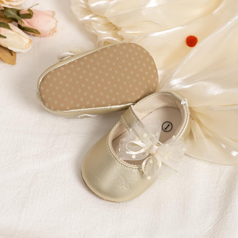 Meckior Infant Baby Girls Soft Sole Bowknot Princess Wedding Dress Mary Jane Flats Shoes Easter Light Baby Sneaker Shoes - Image 4
