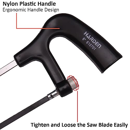 Harden 6" Mini Steel Hacksaw Frame Saw, Ideal for small cutting of Metal, Wood and PVC Pipes - 610701 - Image 4