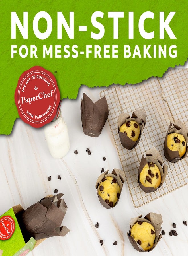 PaperChef - Parchment Tulip Baking Cups - Easy Release, Non-Stick Paper - Decorative Baking Cups, Perfect for Parties, Weddings, and Holidays - 12 Count - 4 Pack - Image 2