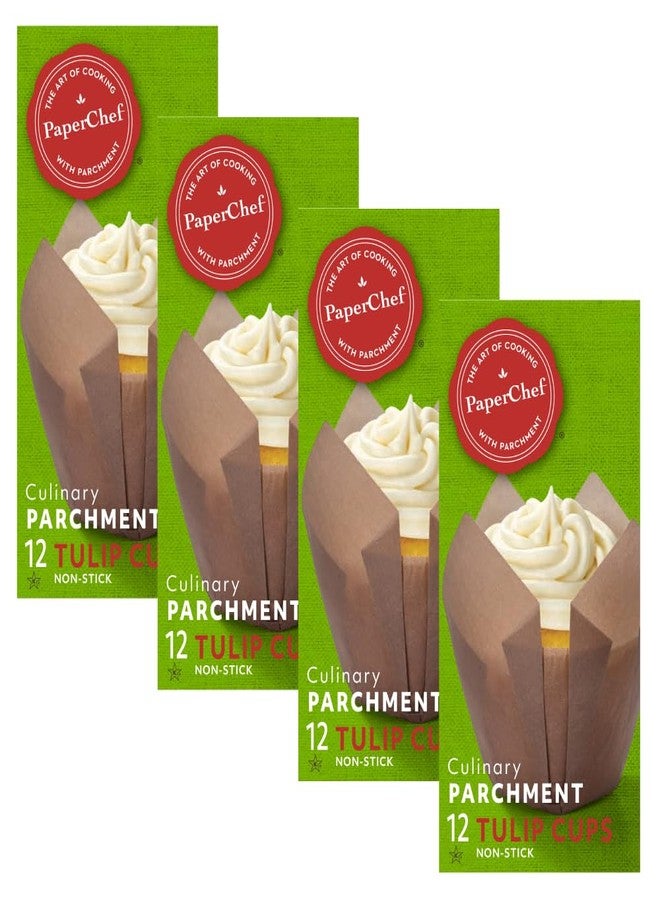 PaperChef - Parchment Tulip Baking Cups - Easy Release, Non-Stick Paper - Decorative Baking Cups, Perfect for Parties, Weddings, and Holidays - 12 Count - 4 Pack - Image 1