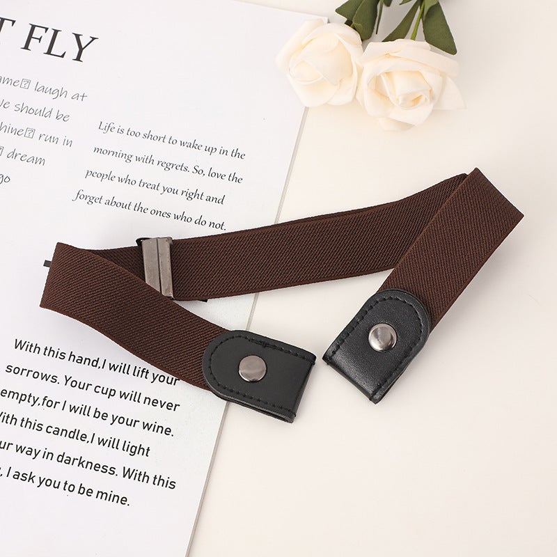 New lazy invisible belt source Joker stretch men and women high sense small fragrant wind belt manufacturers wholesale Coffee  - Image 1