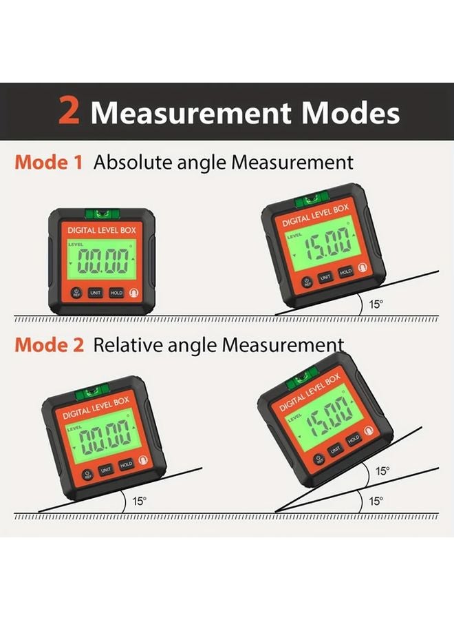 Black Digital Protractor Inclinometer Level Bevel Gauge 4 in 1 High Precision Angle Tool - Image 3