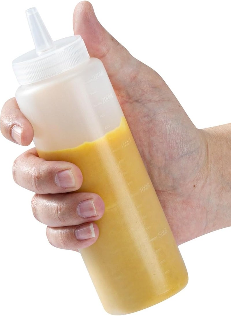 8 oz clear flexible plastic squeeze bottle with precision dispensing cap for sauces or seasonings - Image 1