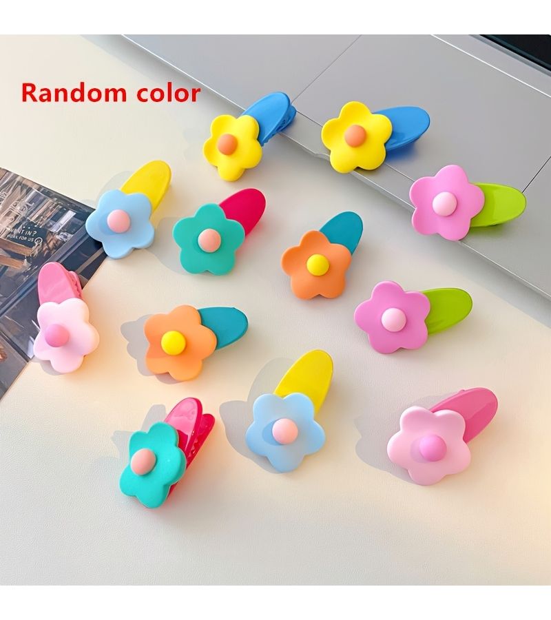 10pcs Colorful Small Flower Hair Clips Side Bangs Duckbill Hairpin No Pain - Image 5