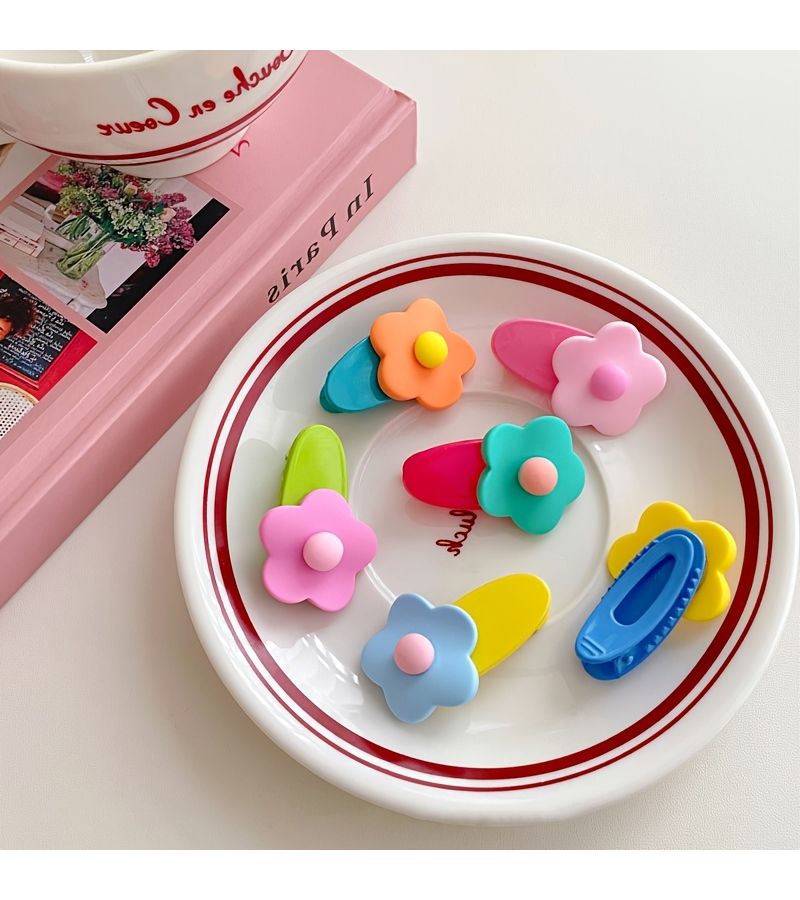 10pcs Colorful Small Flower Hair Clips Side Bangs Duckbill Hairpin No Pain - Image 2