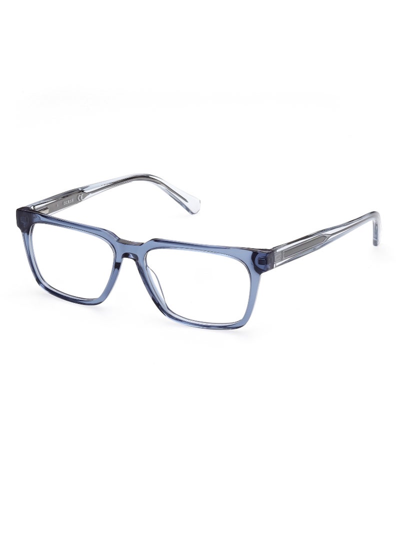GUESS Men's Rectangular Shape Eyeglass Frames - GU5005909053 - Lens Size: 53 Mm - Shiny Blue - Image 1