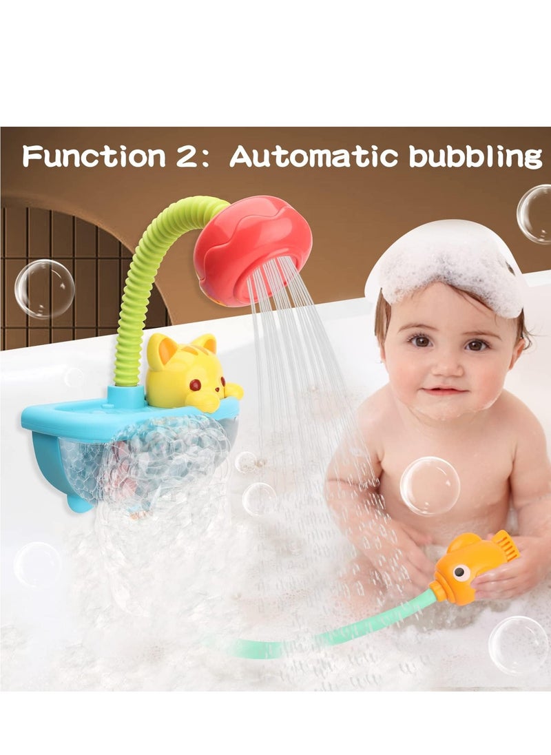 SYOSI - Baby Bath Toy with Shower Head, Cat Water Spray Squirt Shower Faucet and Automatic Bubble,Bathtub Water Pump Summer Essentials for Toddlers and Kids - Image 1