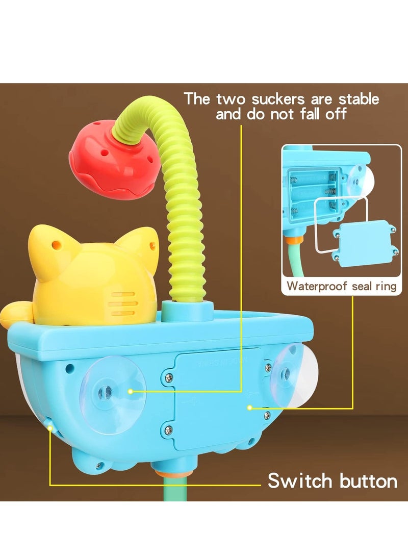 SYOSI - Baby Bath Toy with Shower Head, Cat Water Spray Squirt Shower Faucet and Automatic Bubble,Bathtub Water Pump Summer Essentials for Toddlers and Kids - Image 1