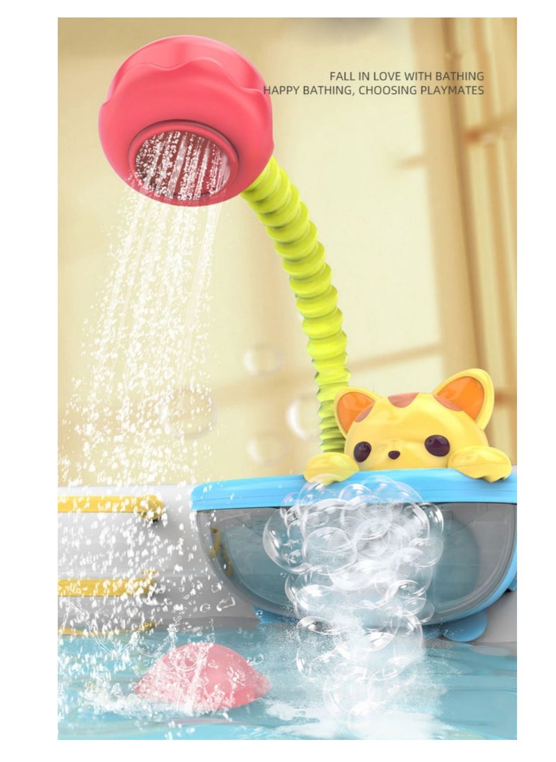 SYOSI - Baby Bath Toy with Shower Head, Cat Water Spray Squirt Shower Faucet and Automatic Bubble,Bathtub Water Pump Summer Essentials for Toddlers and Kids - Image 1