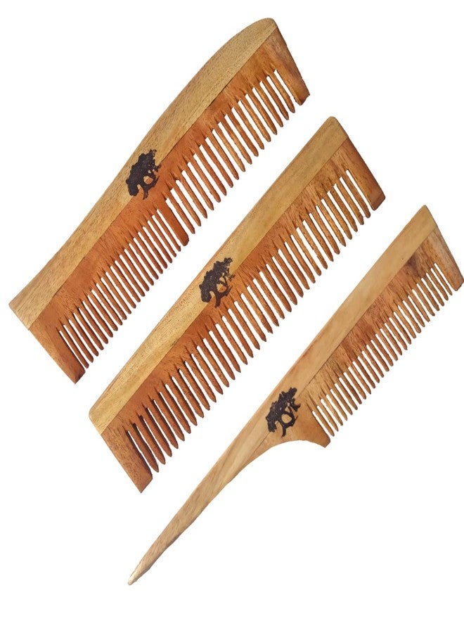 VK STORES Neem Wooden Comb | Hair comb set combo for Women & Men | Kachi Neem wood Comb Kangi hair comb set for women | Wooden Comb for women hair growth |Kanghi for Hair (8 + 2 + 4 WC8) -322 - Image 1