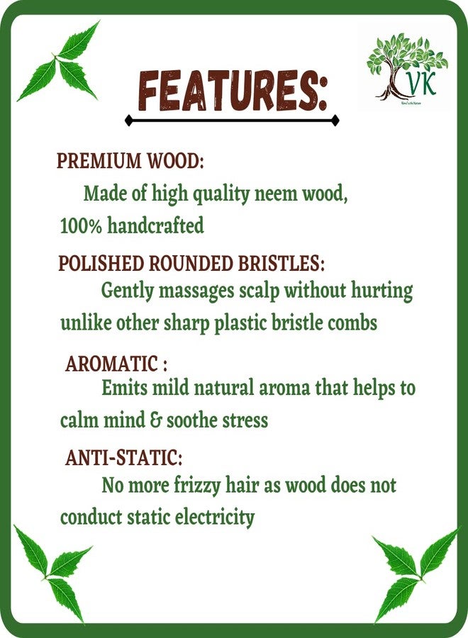 VK STORES Neem Wooden Comb | Hair comb set combo for Women & Men | Kachi Neem wood Comb Kangi hair comb set for women | Wooden Comb for women hair growth |Kanghi for Hair (8 + 2 + 4 WC8) -322 - Image 5