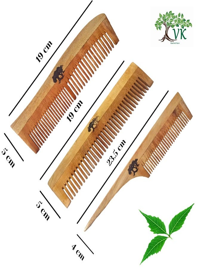 VK STORES Neem Wooden Comb | Hair comb set combo for Women & Men | Kachi Neem wood Comb Kangi hair comb set for women | Wooden Comb for women hair growth |Kanghi for Hair (8 + 2 + 4 WC8) -322 - Image 3