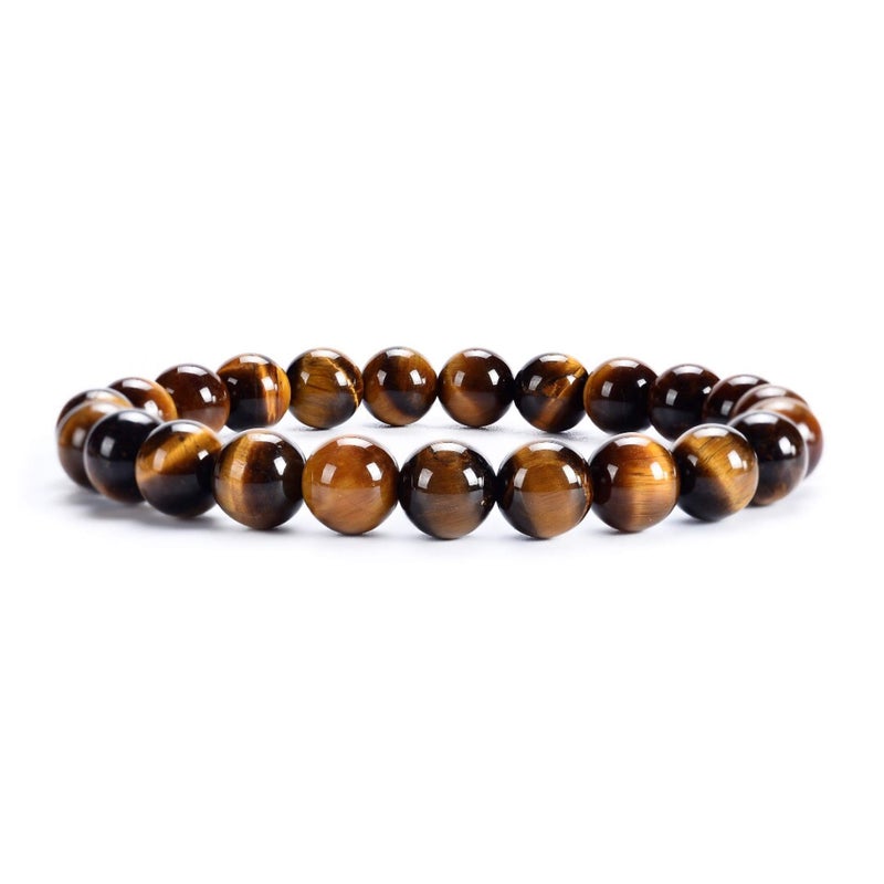 Cherry Tree Collection - Small, Medium, Large Sizes - Gemstone Beaded Bracelets For Women and Men - 8mm Round Beads (Tiger's Eye - Medium) - Image 1