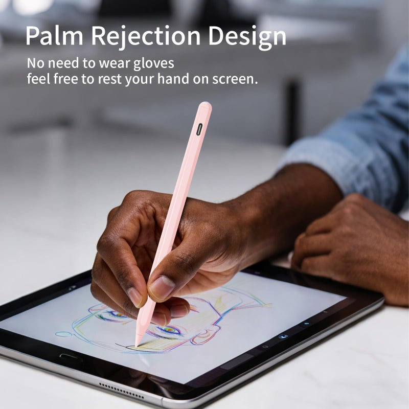 Evach Apple Pencil : Fast Charging, Palm Rejection, Tilt Sensitive, Pixel Precision, Good for iPad 6-11 Generation, iPad Pro 11/12.9/M4/M5, iPad Air 3/4/5/M2/M3,iPad mini 6/5, Pink - Image 2