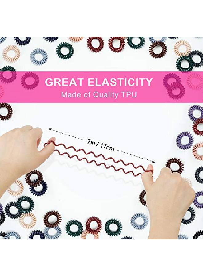TailaiMei 20 Pcs Spiral Hair Ties No Crease Coil Hair Ties Phone Cord Hair Ties For Thick Hair Women Ponytail Holder Elastics(10 Color) - Image 3