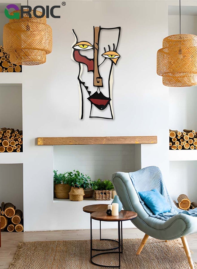 GROIC Home Abstract Wall Decor, Modern Minimalist Single Line Geometric Hanging Wall Art, Colorful Metal Wall Sculptures for Home Living Room Bedroom Bathroom Kitchen, Picasso Wall Art Decor - Image 5